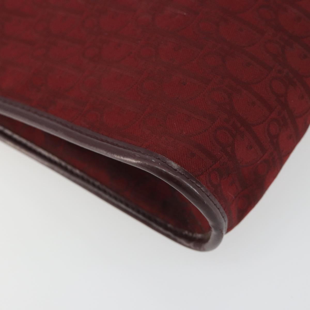 Christian Dior Trotter Canvas Shoulder Bag Red Gold Auth 193068