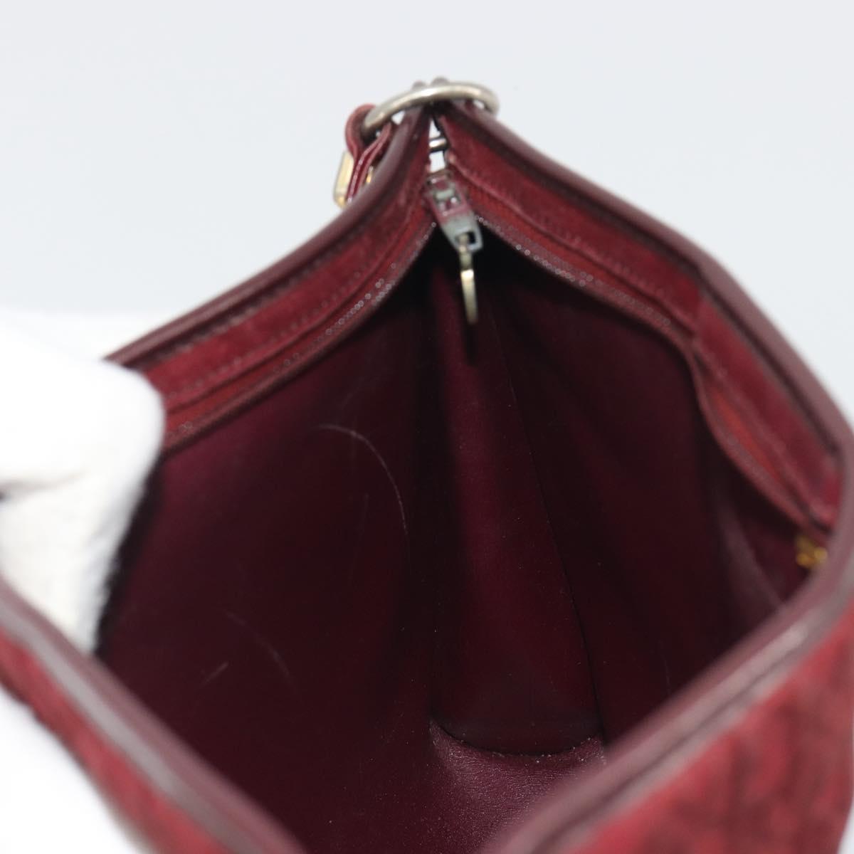 Christian Dior Trotter Canvas Shoulder Bag Red Gold Auth 193068