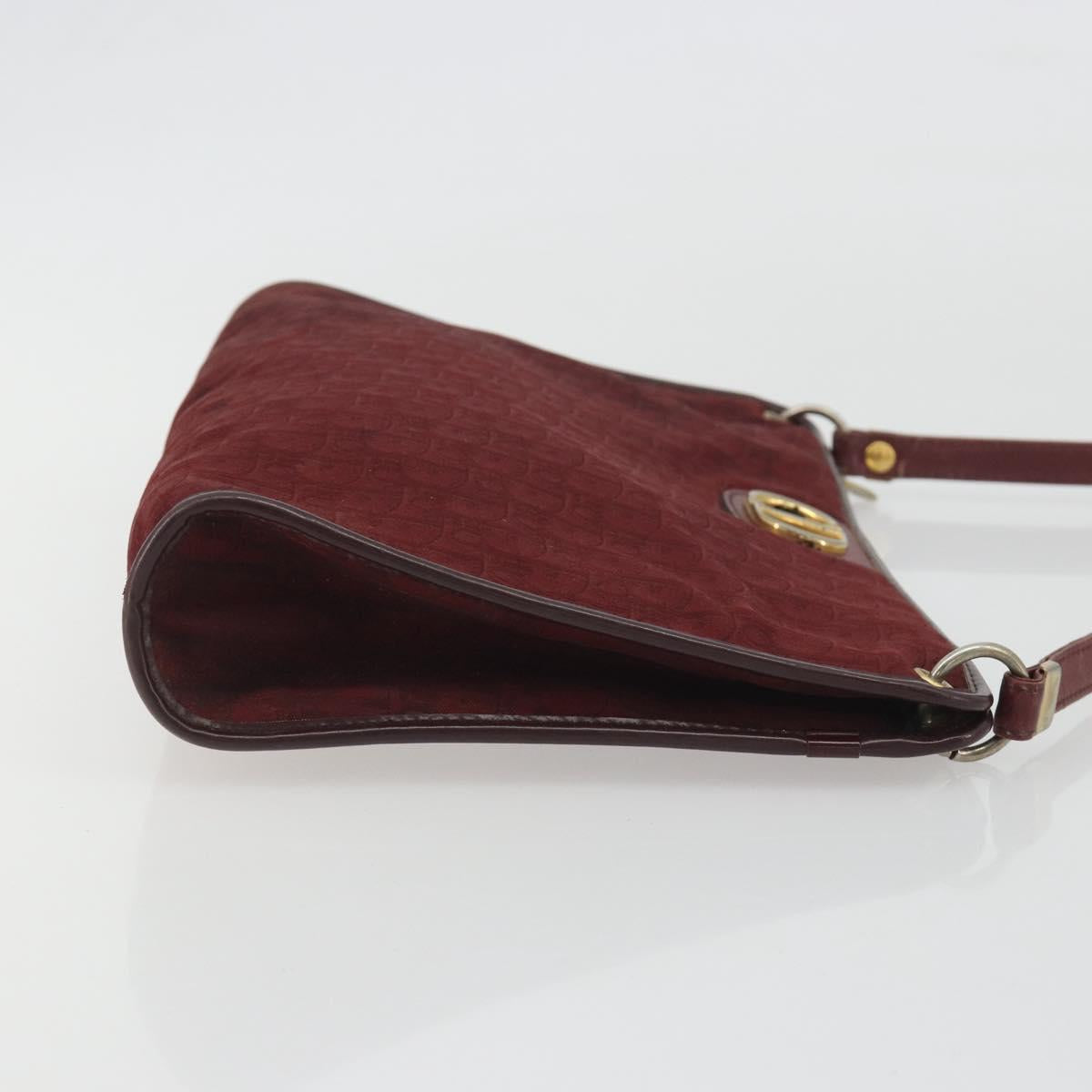 Christian Dior Trotter Canvas Shoulder Bag Red Gold Auth 193068