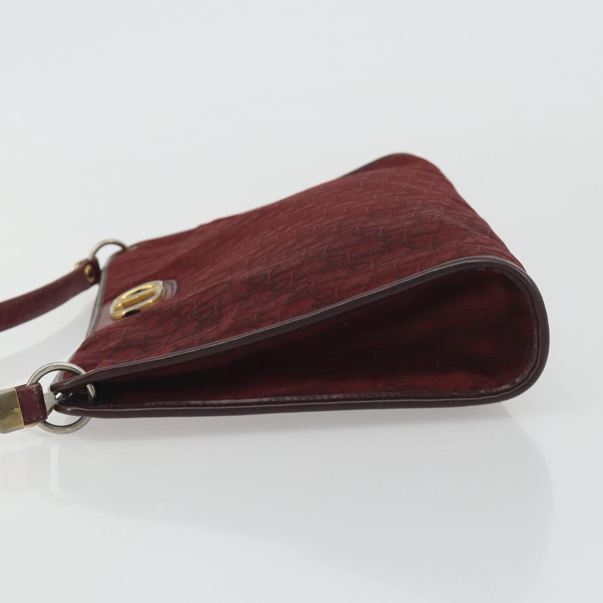 Christian Dior Trotter Canvas Shoulder Bag Red Gold Auth 193068