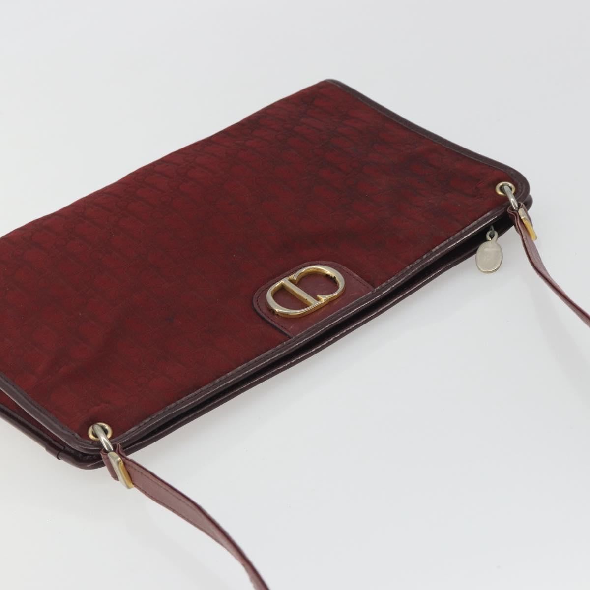 Christian Dior Trotter Canvas Shoulder Bag Red Gold Auth 193068