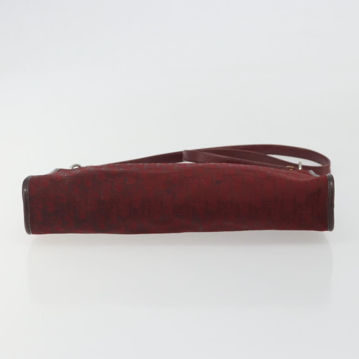 Christian Dior Trotter Canvas Shoulder Bag Red Gold Auth 193068