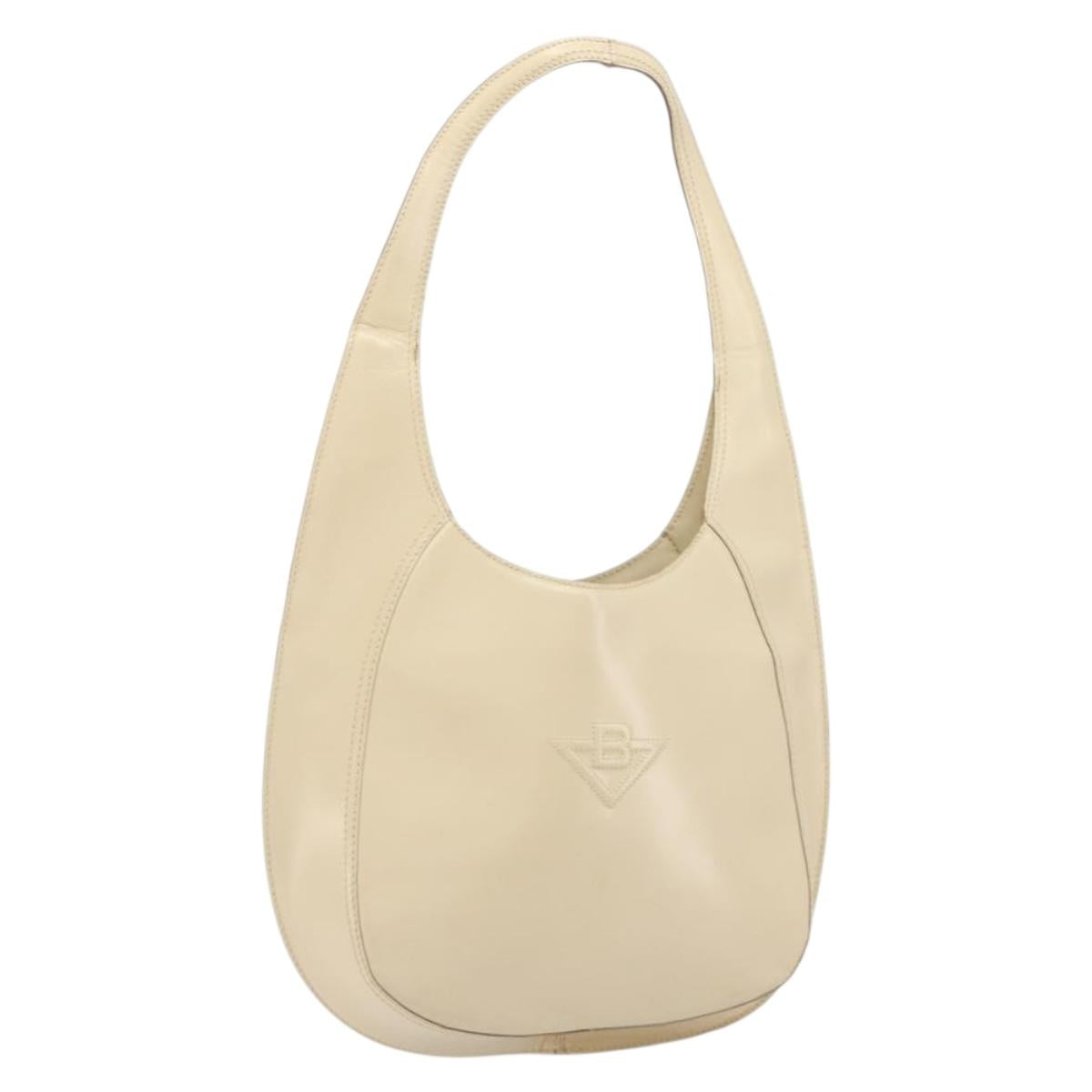 BOTTEGA VENETA Shoulder Bag Leather Ivory Silver Auth 193069