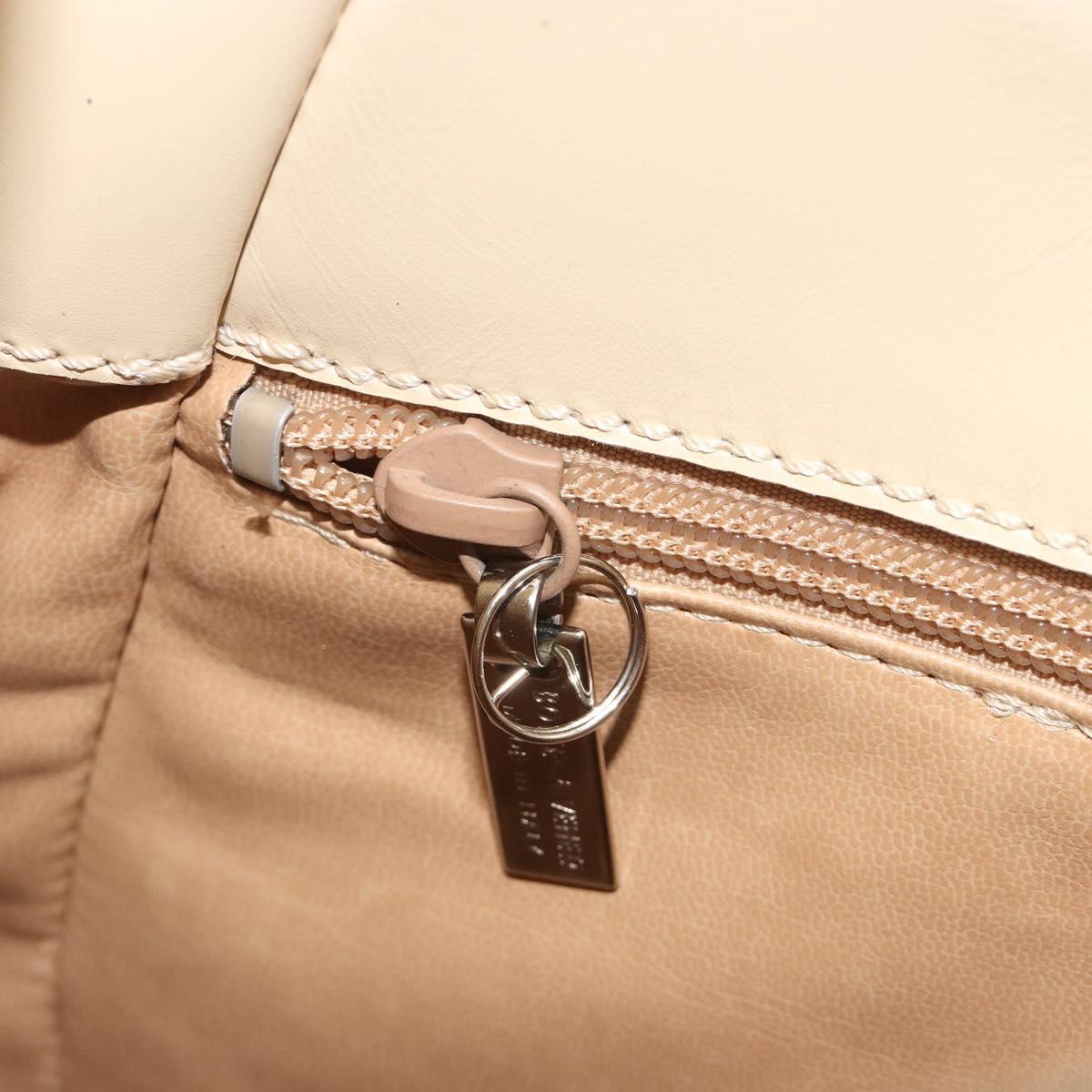 BOTTEGA VENETA Shoulder Bag Leather Ivory Silver Auth 193069