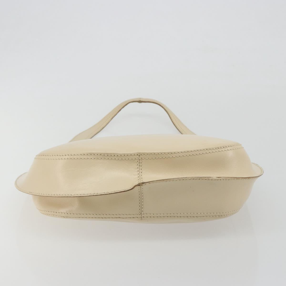 BOTTEGA VENETA Shoulder Bag Leather Ivory Silver Auth 193069