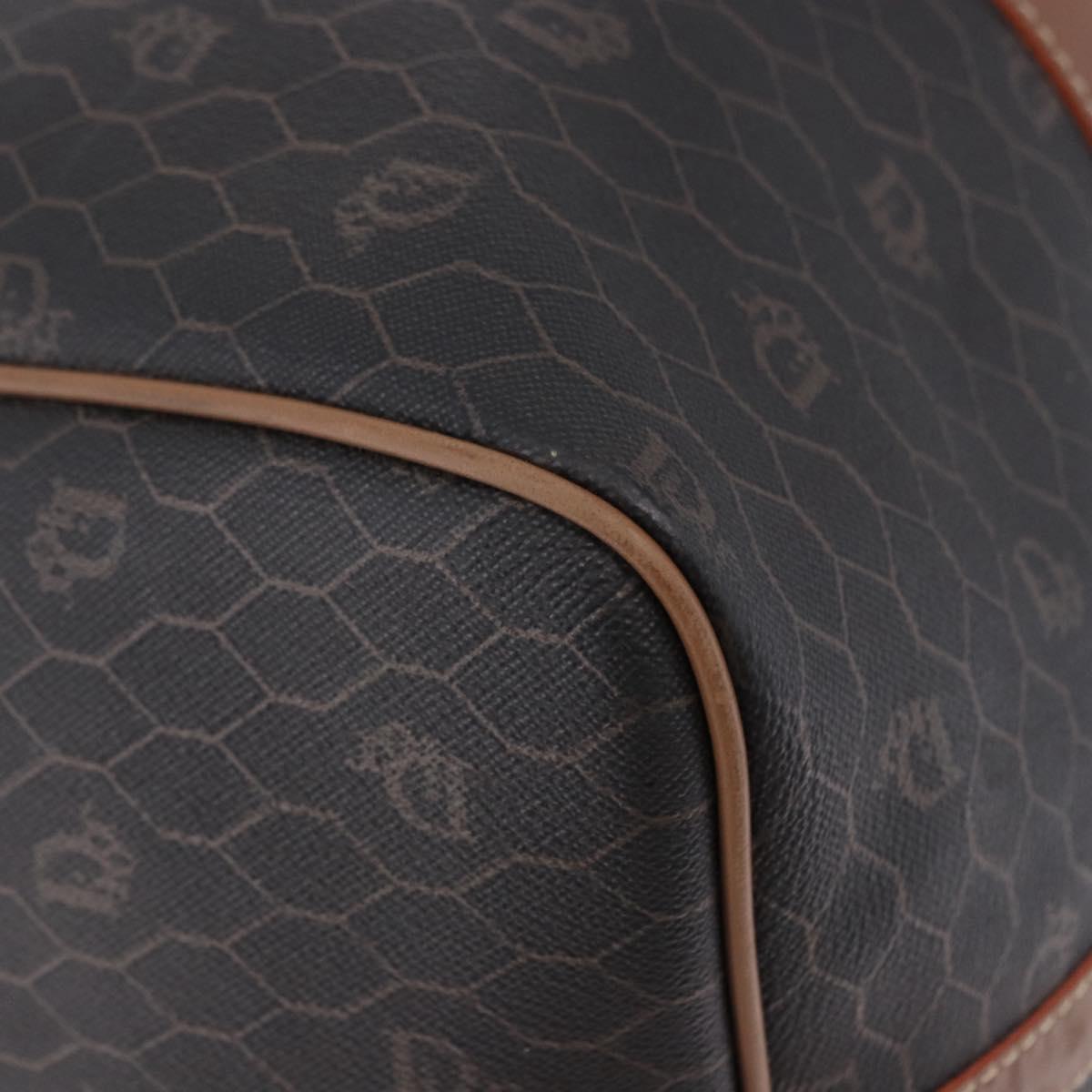 Christian Dior Honeycomb Canvas Boston Bag PVC Black Gold Auth 193070