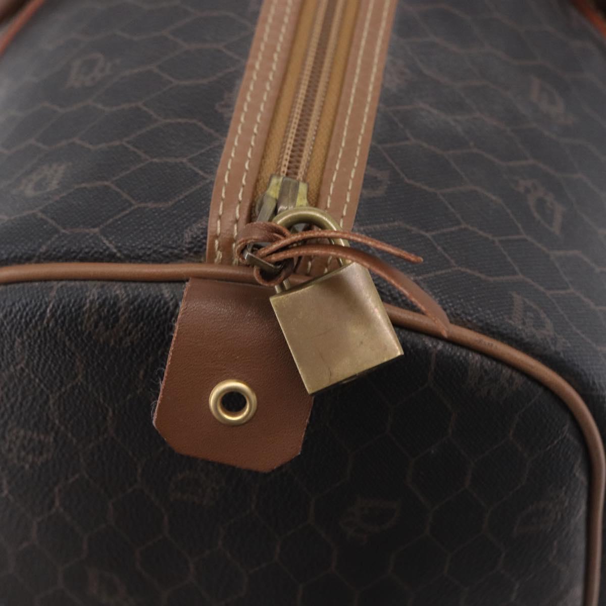Christian Dior Honeycomb Canvas Boston Bag PVC Black Gold Auth 193070