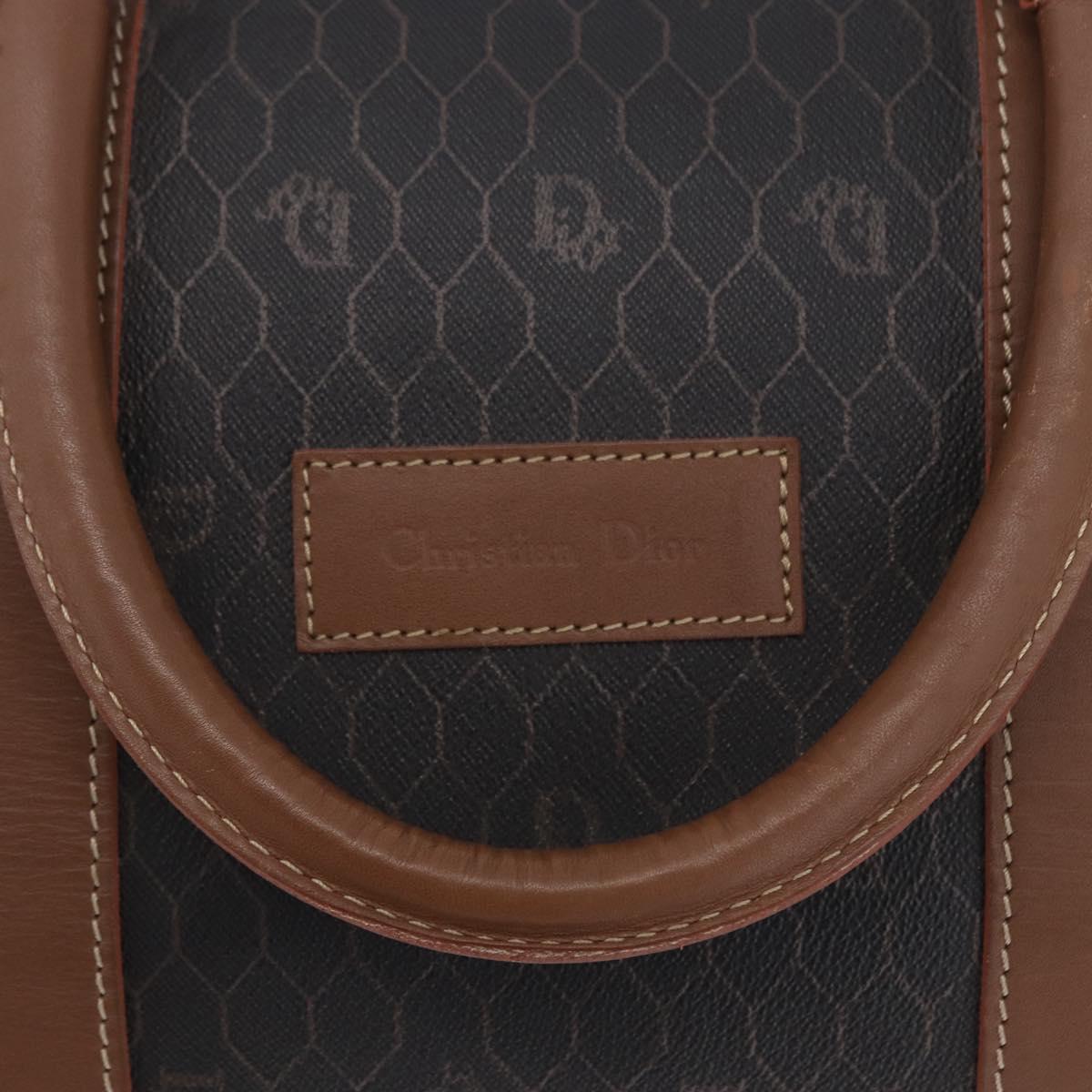 Christian Dior Honeycomb Canvas Boston Bag PVC Black Gold Auth 193070