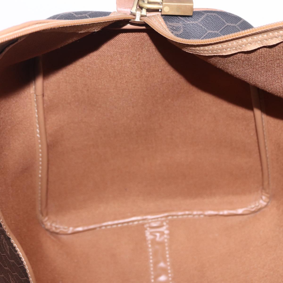 Christian Dior Honeycomb Canvas Boston Bag PVC Black Gold Auth 193070