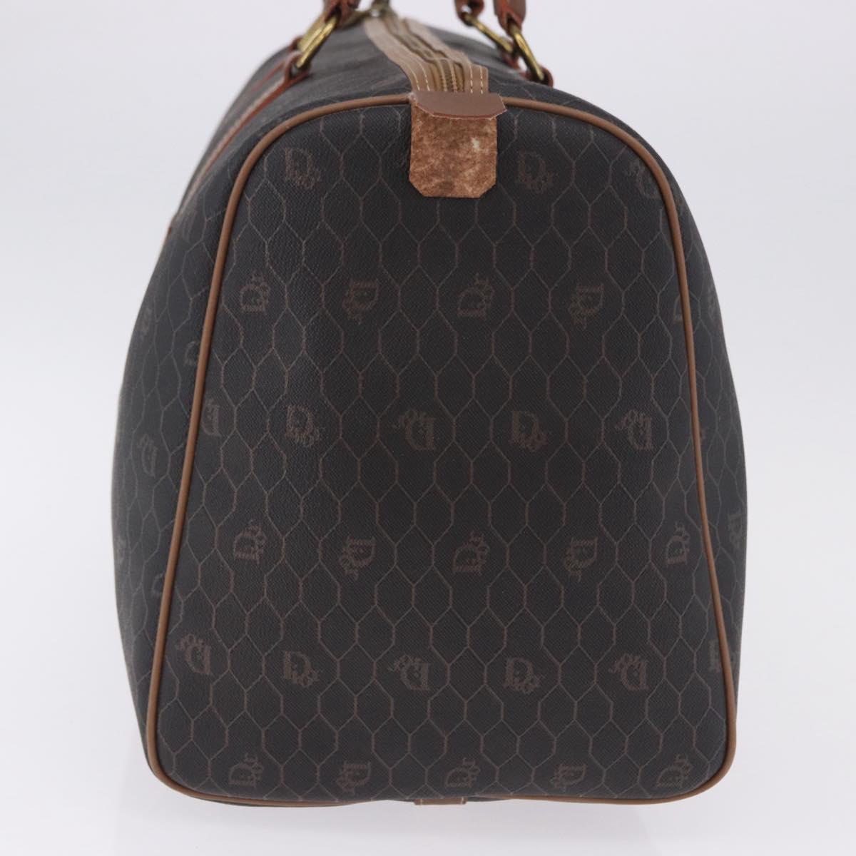Christian Dior Honeycomb Canvas Boston Bag PVC Black Gold Auth 193070