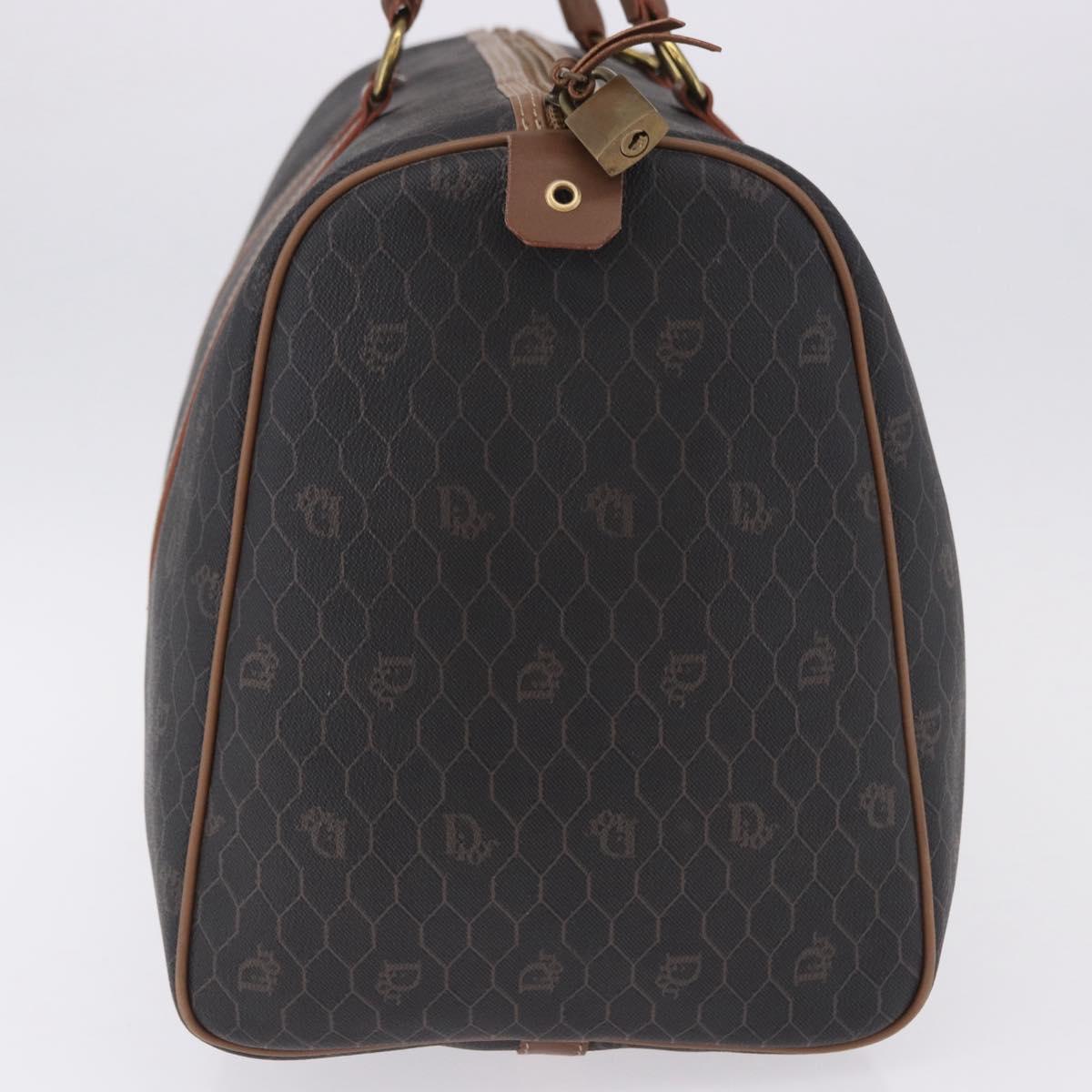 Christian Dior Honeycomb Canvas Boston Bag PVC Black Gold Auth 193070