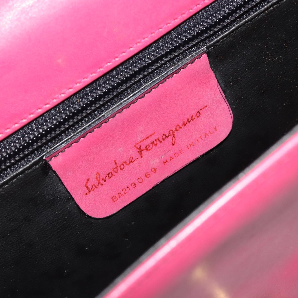 Salvatore Ferragamo Vala Shoulder Bag Leather Pink Gold Auth 193072