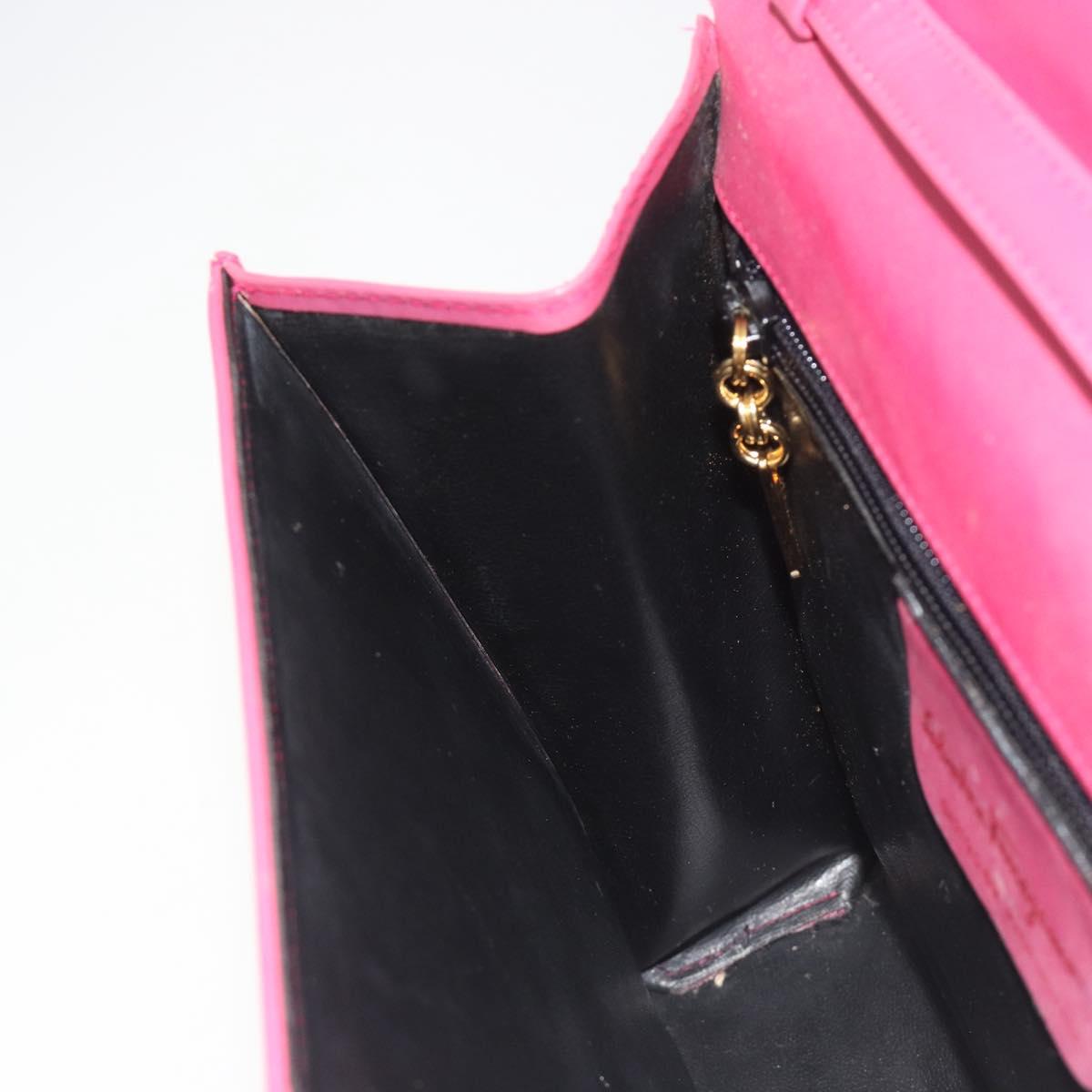 Salvatore Ferragamo Vala Shoulder Bag Leather Pink Gold Auth 193072