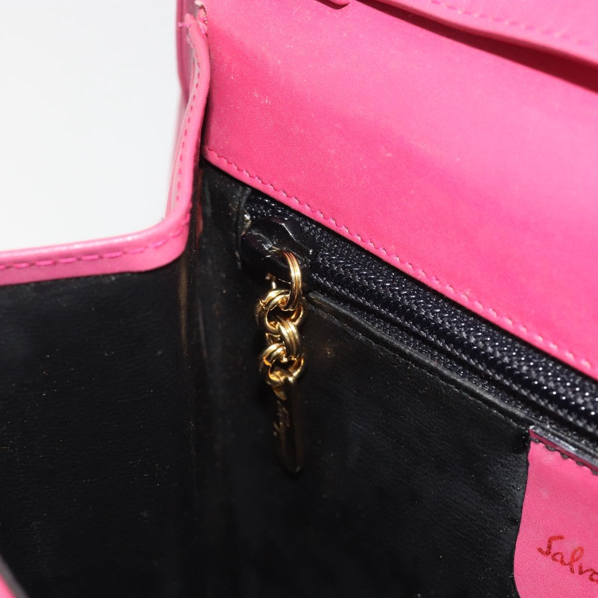 Salvatore Ferragamo Vala Shoulder Bag Leather Pink Gold Auth 193072