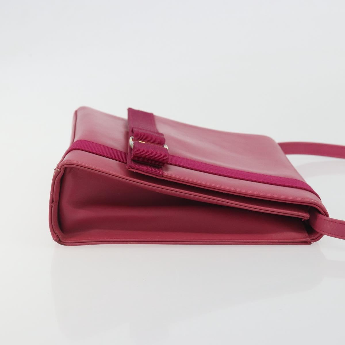 Salvatore Ferragamo Vala Shoulder Bag Leather Pink Gold Auth 193072