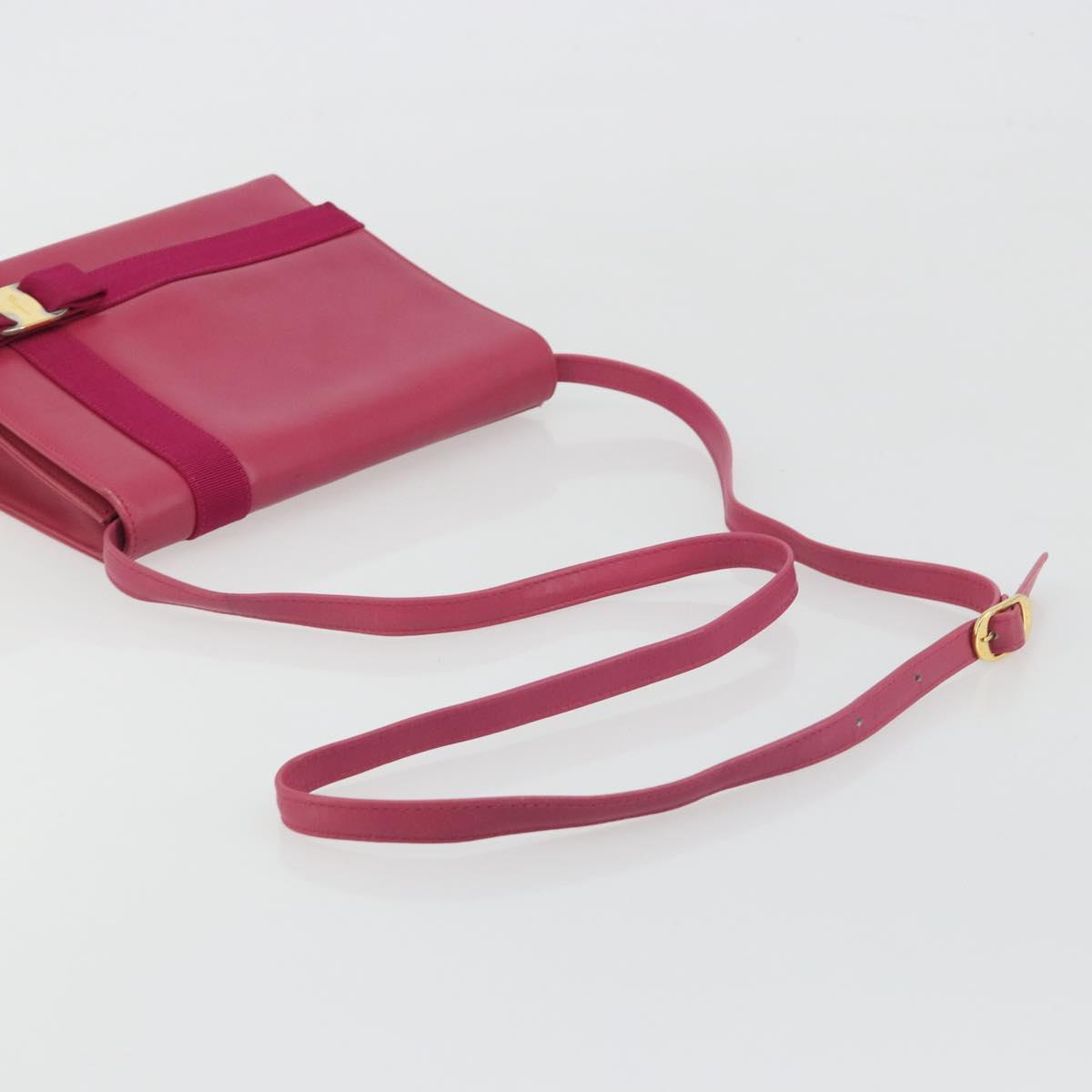 Salvatore Ferragamo Vala Shoulder Bag Leather Pink Gold Auth 193072