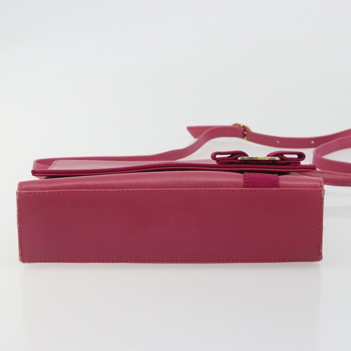 Salvatore Ferragamo Vala Shoulder Bag Leather Pink Gold Auth 193072