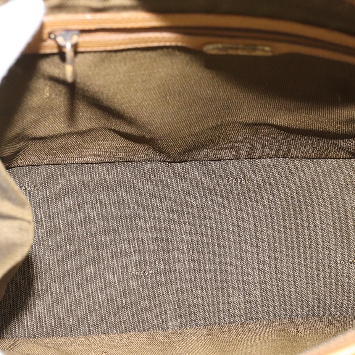 FENDI Zucca Canvas Hand Bag Black Brown Auth 193074V