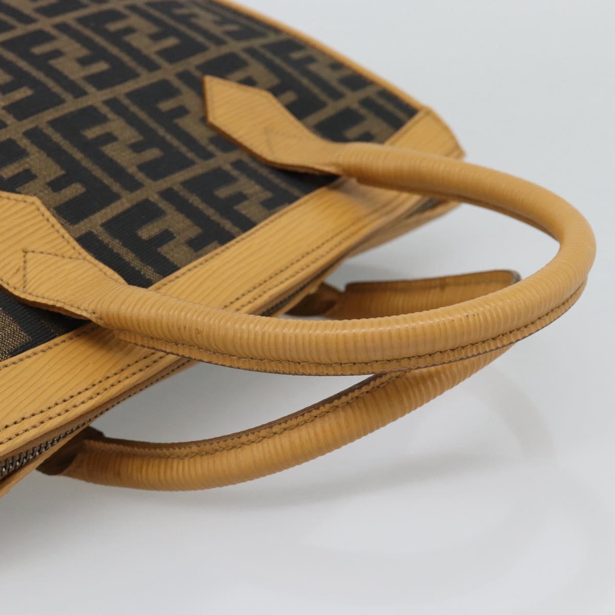 FENDI Zucca Canvas Hand Bag Black Brown Auth 193074V