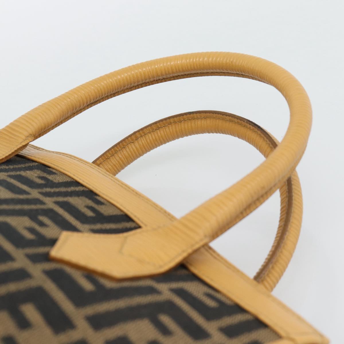 FENDI Zucca Canvas Hand Bag Black Brown Auth 193074V