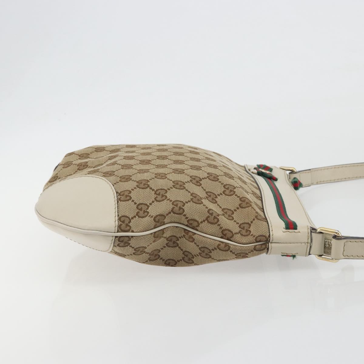 GUCCI GG Canvas Web Sherry Line Pretty Bag Beige Gold 257065 Auth 193075V