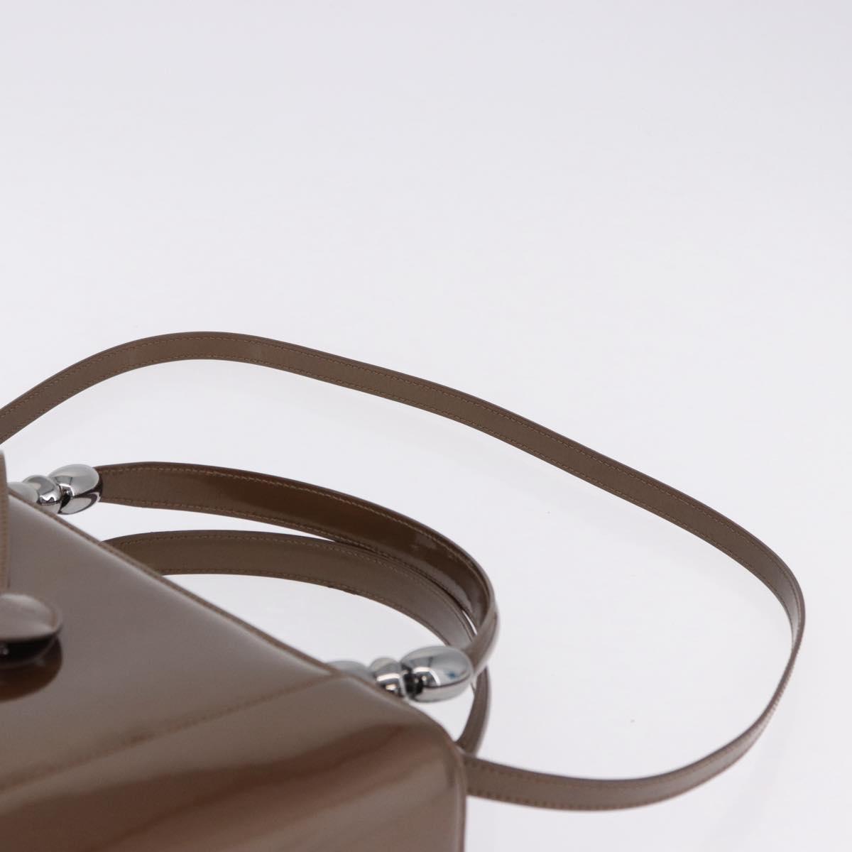 Christian Dior Maris Pearl Bag Patent leather 2way Brown Silver Auth 193076A