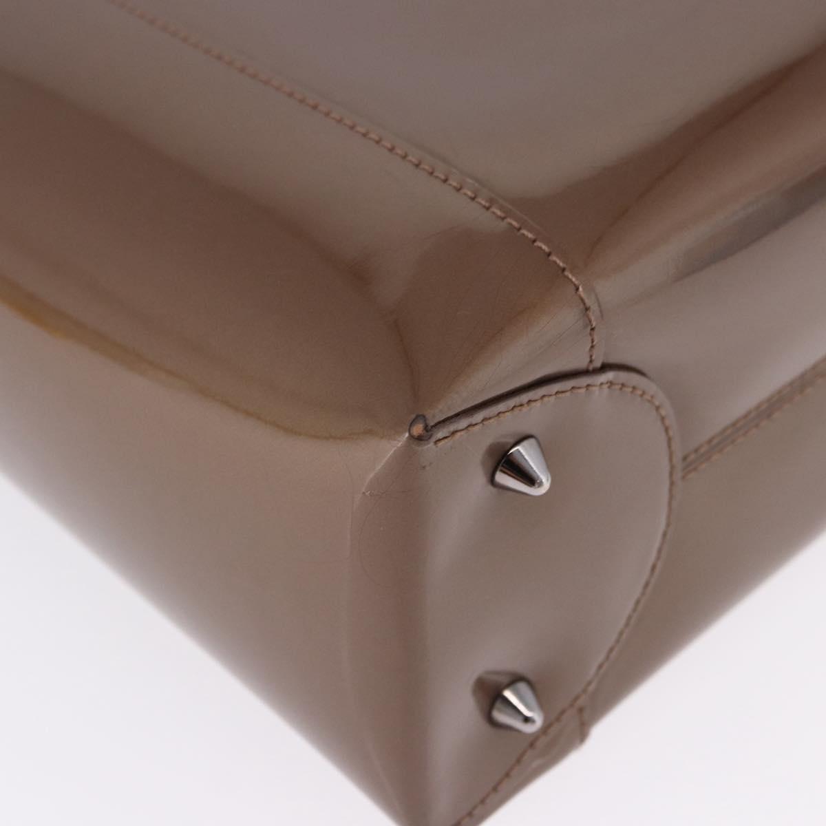 Christian Dior Maris Pearl Bag Patent leather 2way Brown Silver Auth 193076A