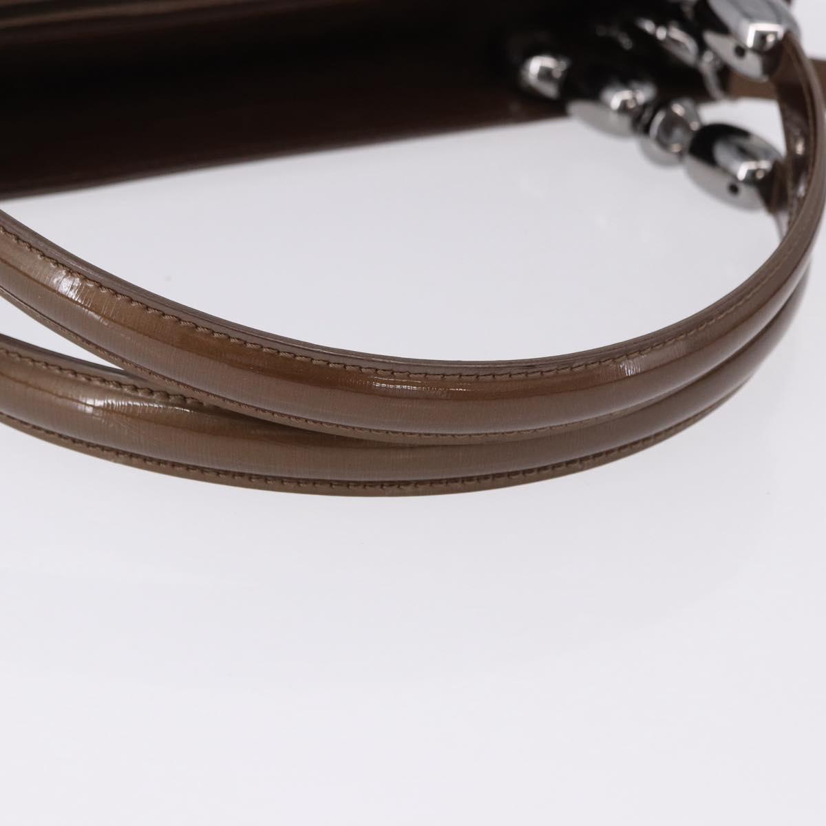 Christian Dior Maris Pearl Bag Patent leather 2way Brown Silver Auth 193076A