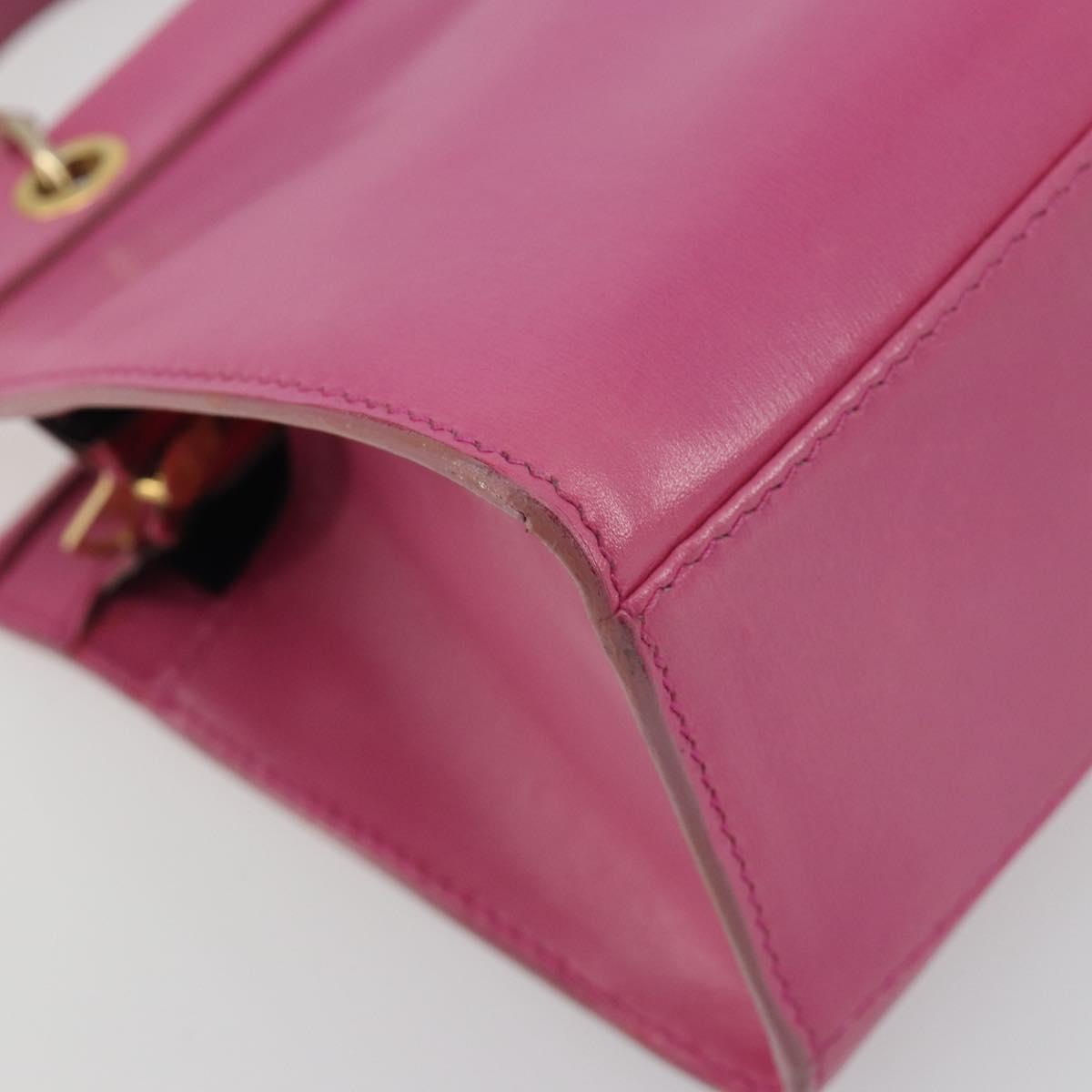 CELINE Hand Bag Leather 2way Pink Gold Auth 193077A