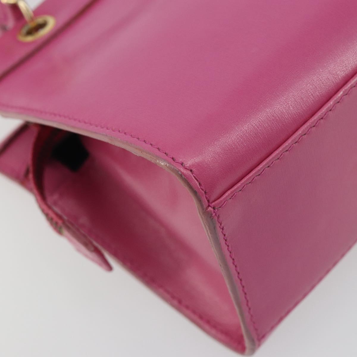 CELINE Hand Bag Leather 2way Pink Gold Auth 193077A