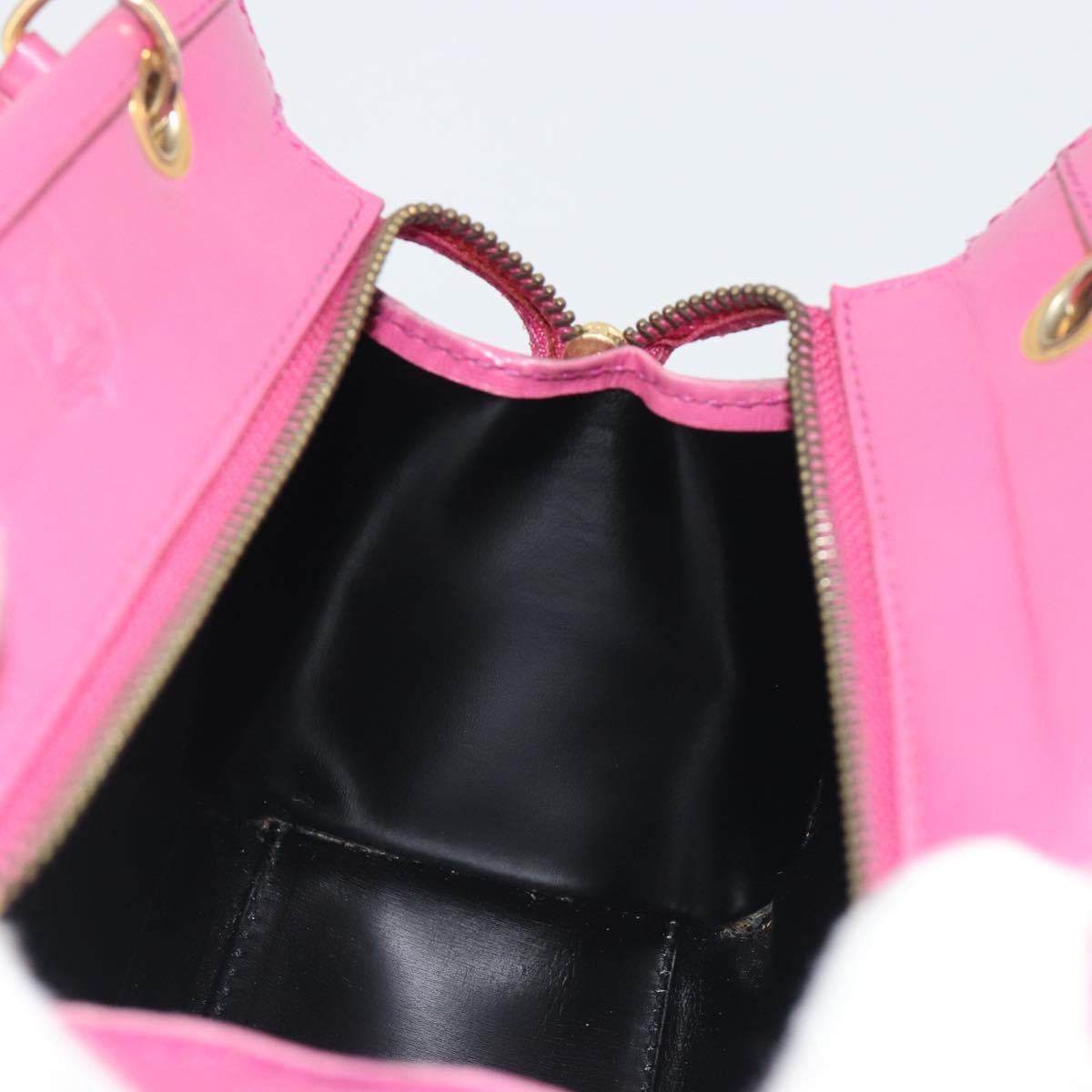 CELINE Hand Bag Leather 2way Pink Gold Auth 193077A