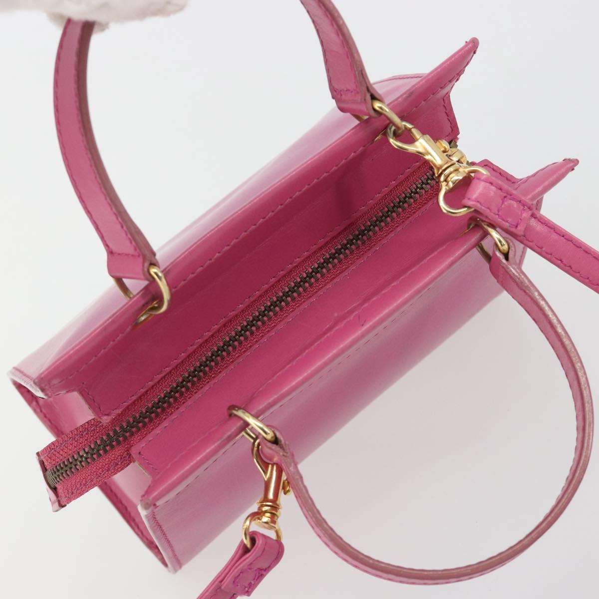 CELINE Hand Bag Leather 2way Pink Gold Auth 193077A