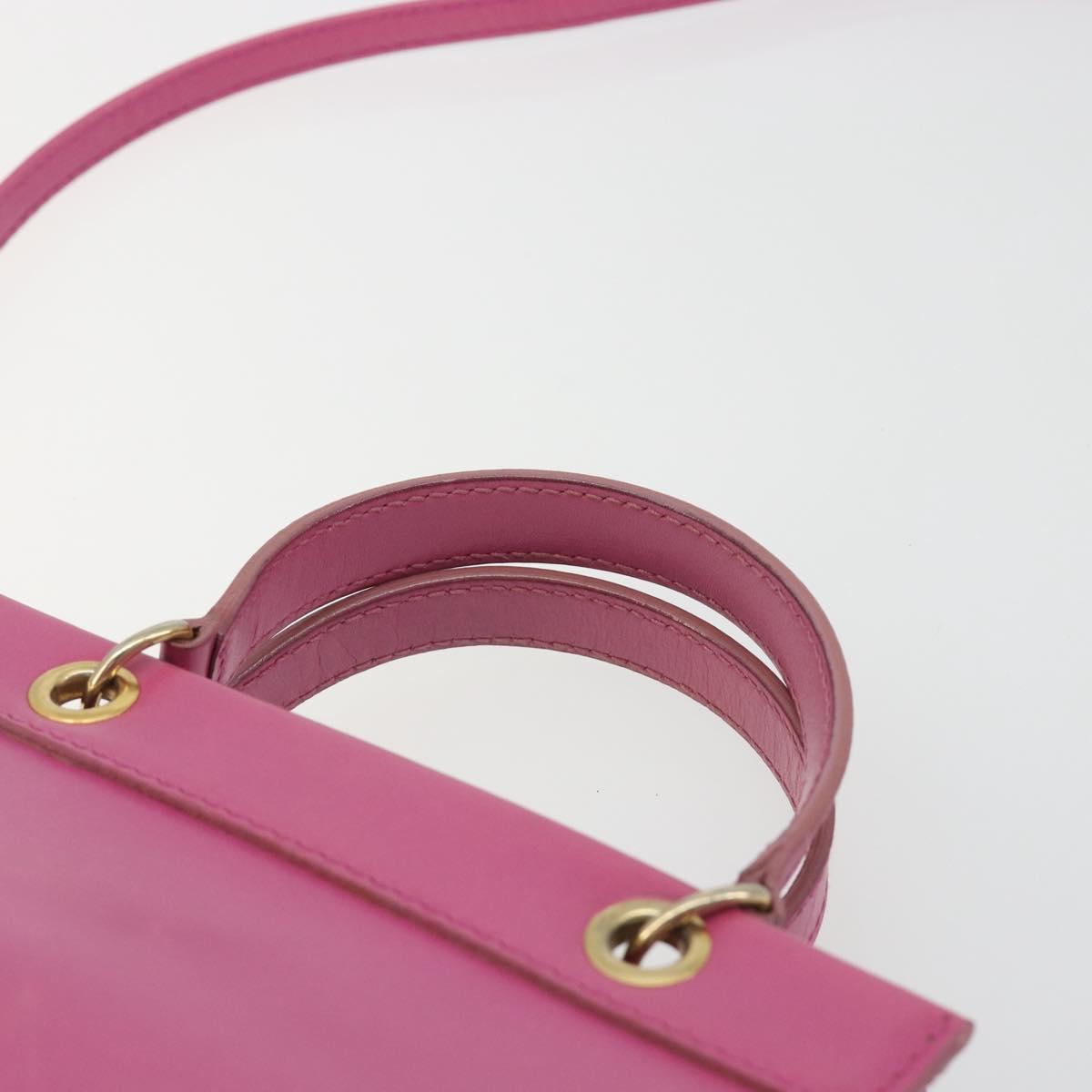 CELINE Hand Bag Leather 2way Pink Gold Auth 193077A