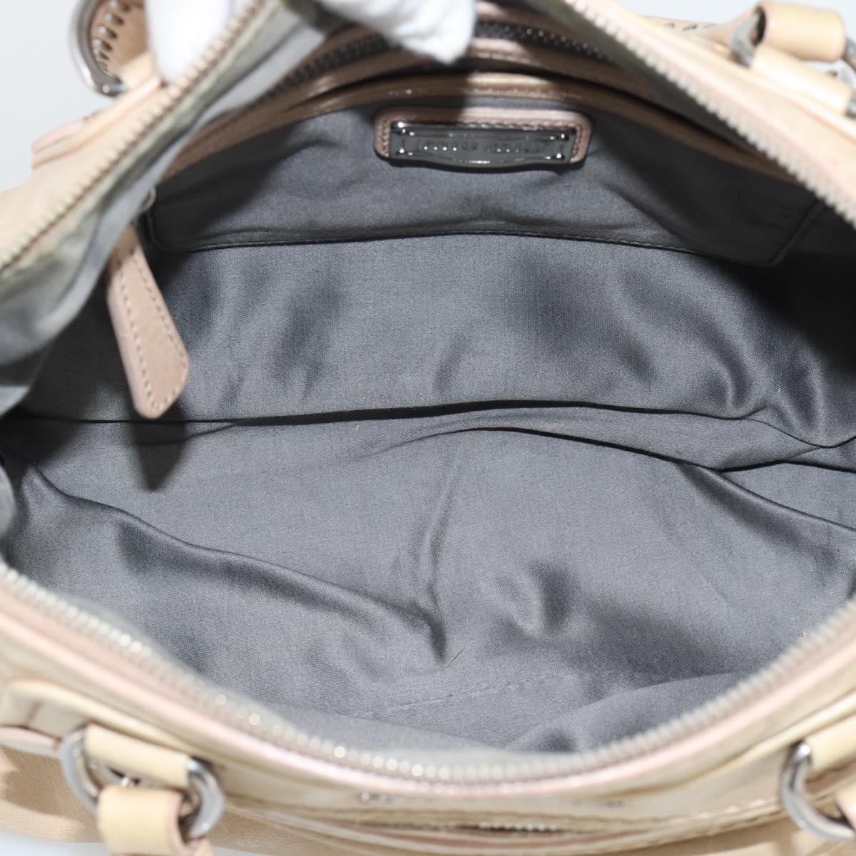 Miu Miu Hand Bag Leather 2way Beige Silver Auth 193084A