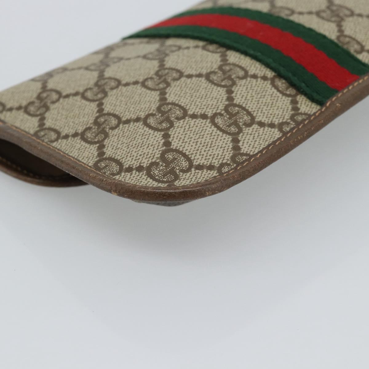 GUCCI GG Supreme Web Sherry Line Pouch PVC Beige Gold 014 14 5205 Auth 193085A