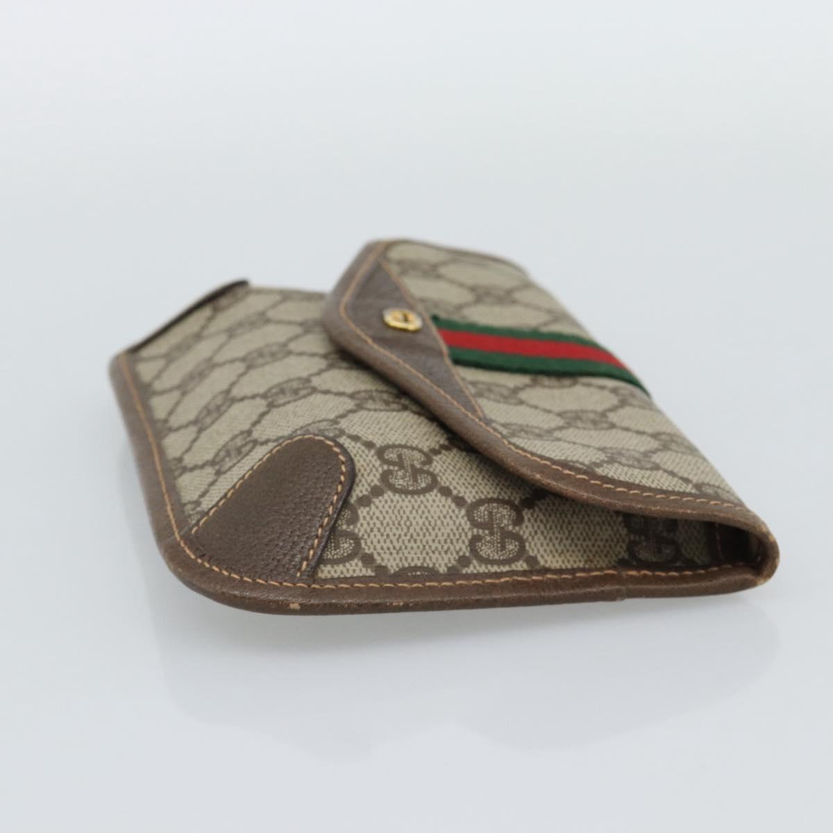 GUCCI GG Supreme Web Sherry Line Pouch PVC Beige Gold 014 14 5205 Auth 193085A