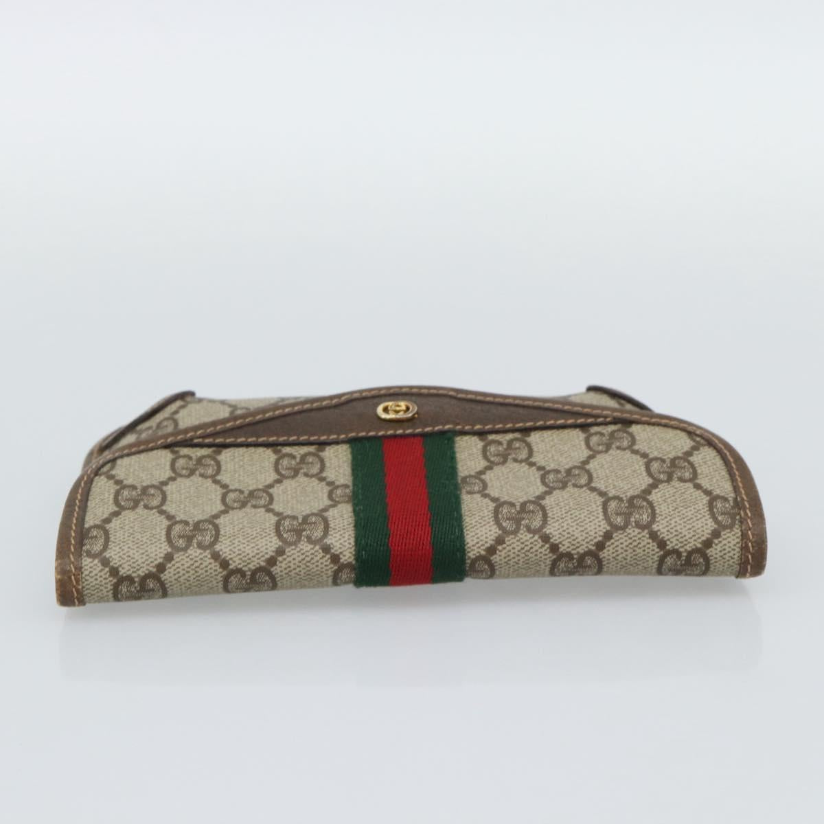 GUCCI GG Supreme Web Sherry Line Pouch PVC Beige Gold 014 14 5205 Auth 193085A