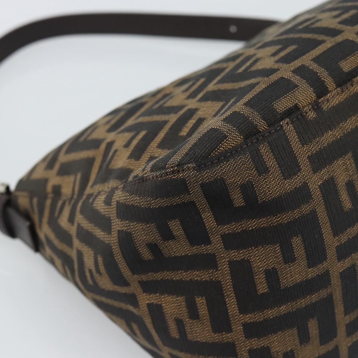 FENDI Zucca Canvas Mamma Baguette Shoulder Bag Brown Black Auth 193086V