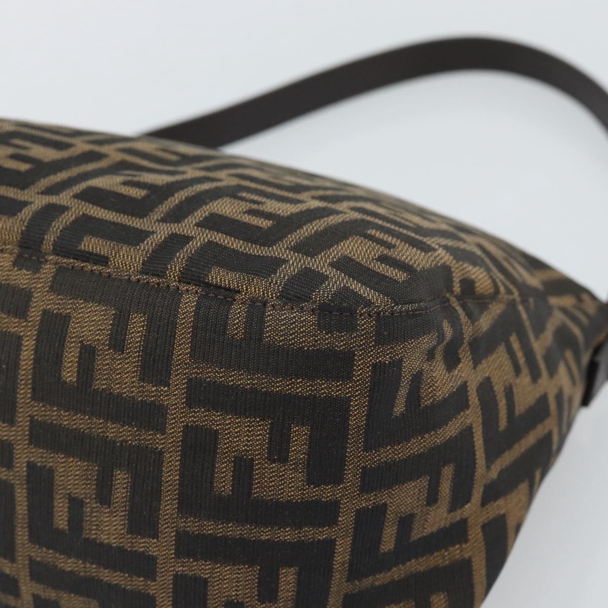 FENDI Zucca Canvas Mamma Baguette Shoulder Bag Brown Black Auth 193086V