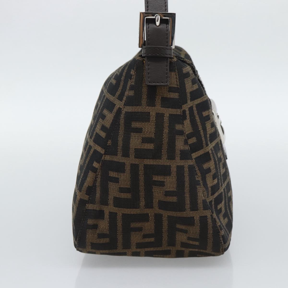 FENDI Zucca Canvas Mamma Baguette Shoulder Bag Brown Black Auth 193086V