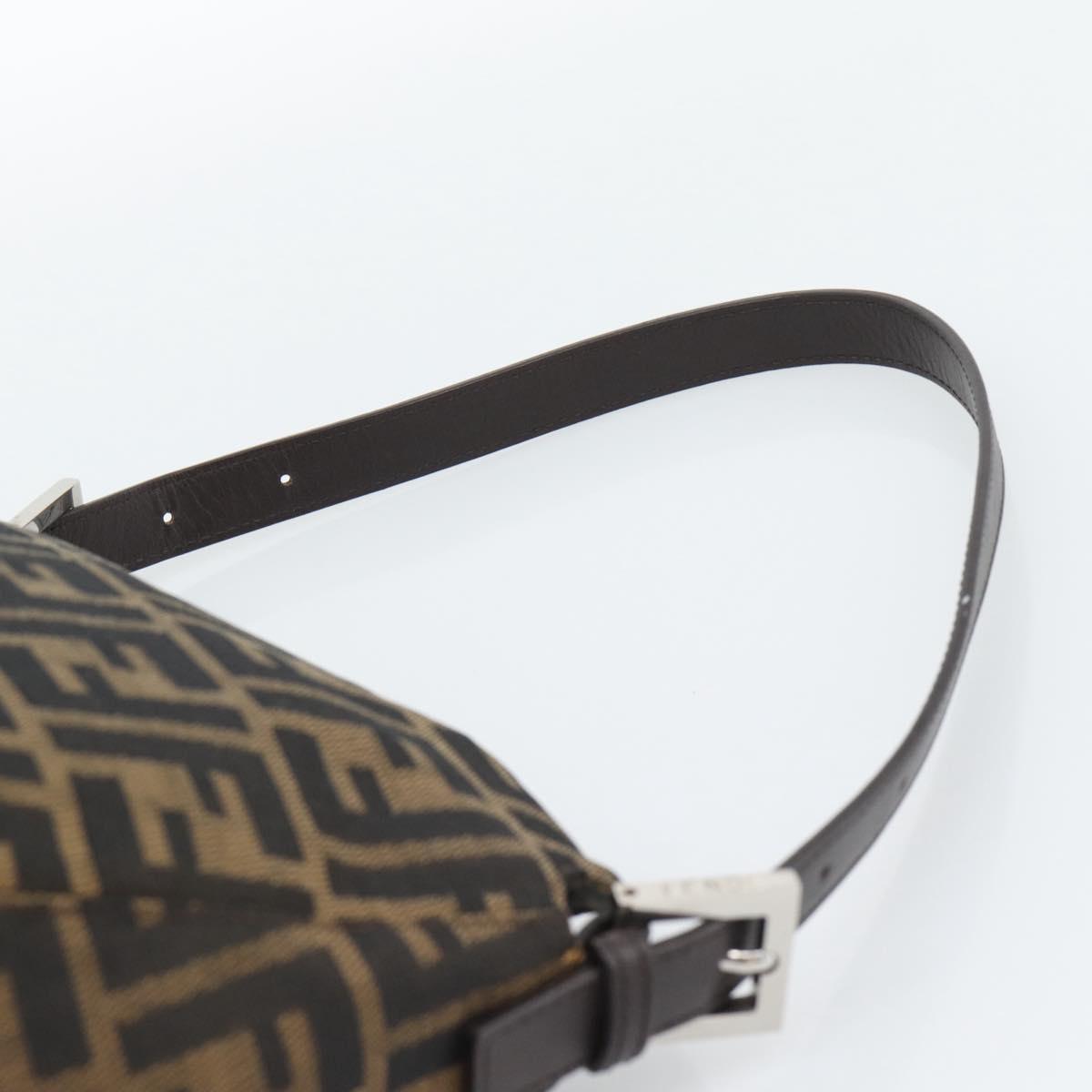 FENDI Zucca Canvas Mamma Baguette Shoulder Bag Brown Black Auth 193086V