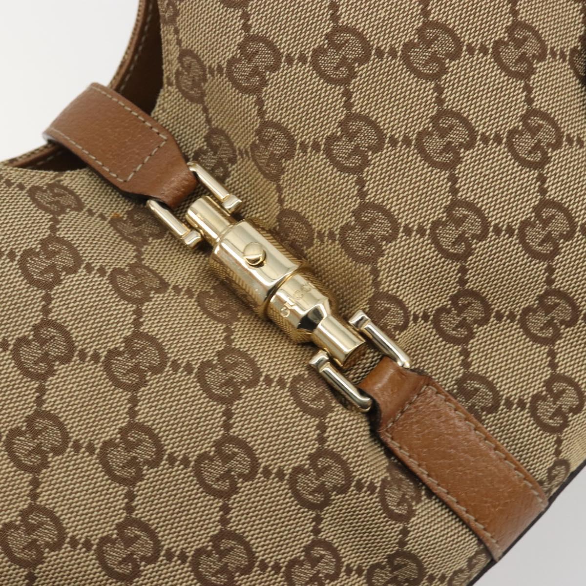 GUCCI GG Canvas Jackie Shoulder Bag Beige Gold 124407 Auth 193087V
