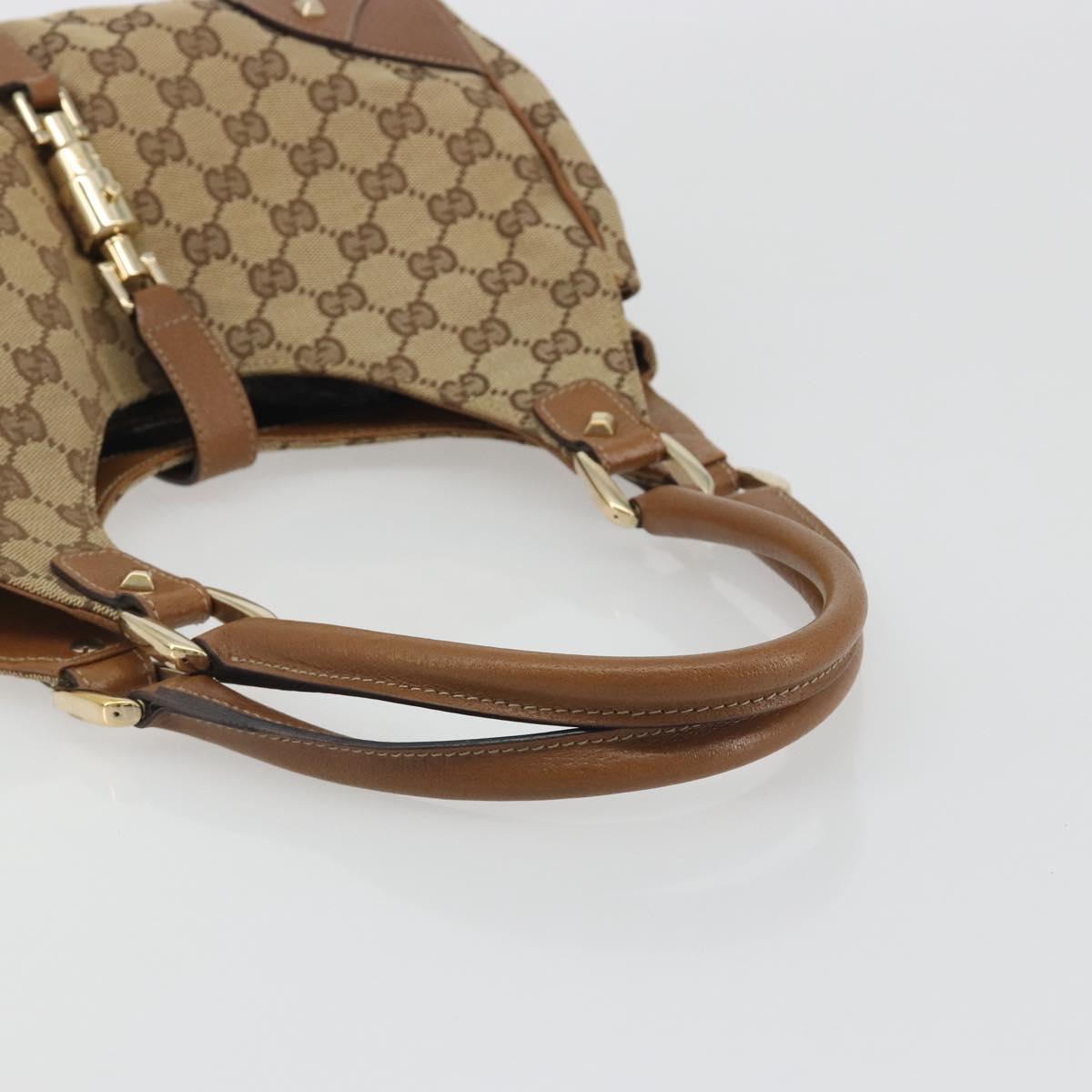 GUCCI GG Canvas Jackie Shoulder Bag Beige Gold 124407 Auth 193087V