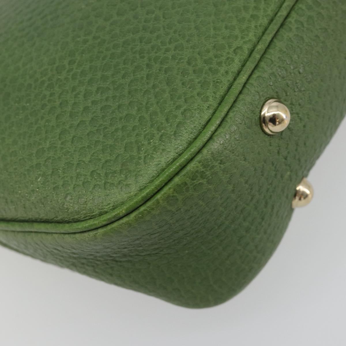 GUCCI Bamboo Shoulder Bag Leather Green Gold 137378 Auth 193088V