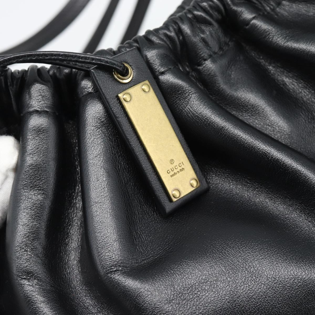 GUCCI Shoulder Bag Leather Black Gold 109156 Auth 193089V