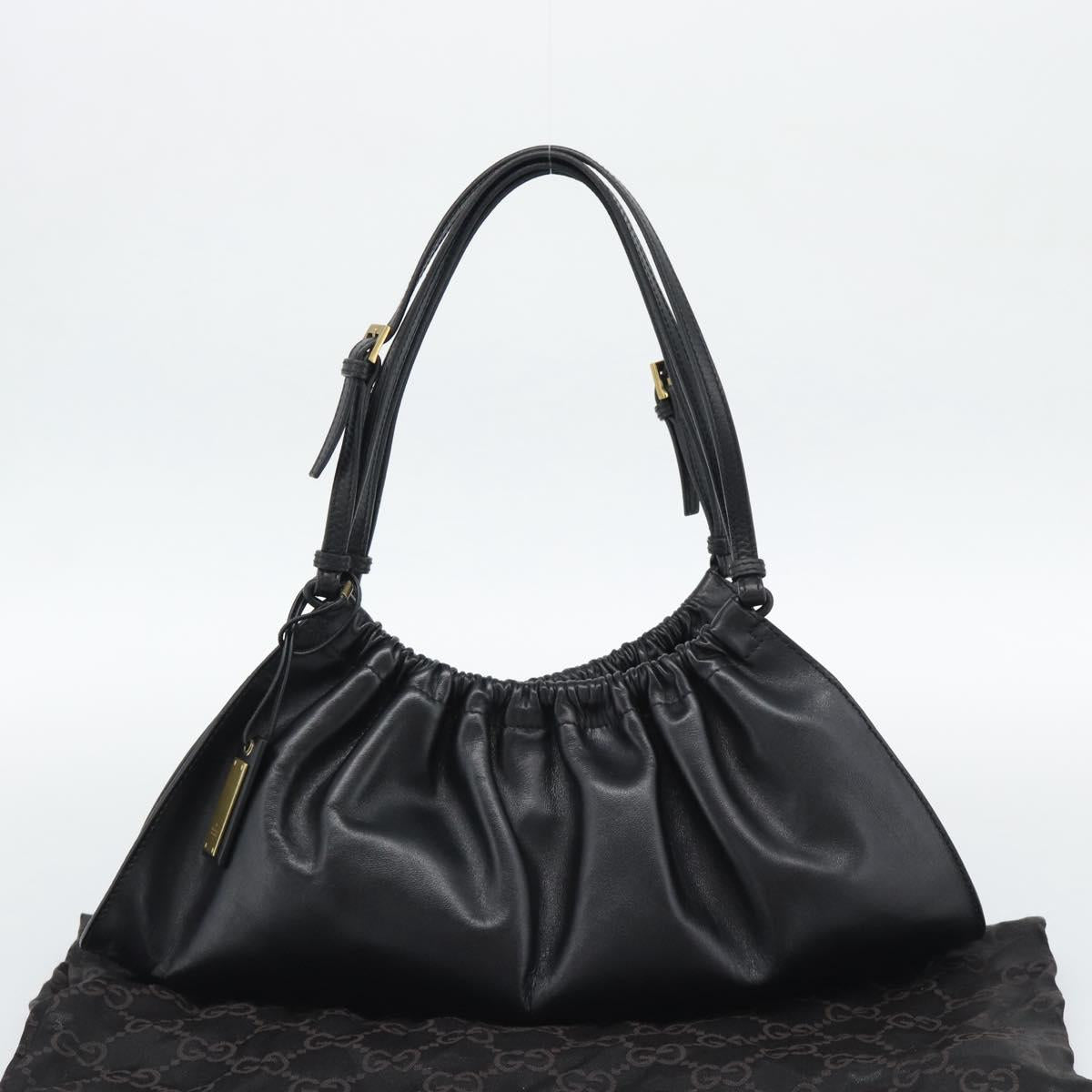 GUCCI Shoulder Bag Leather Black Gold 109156 Auth 193089V