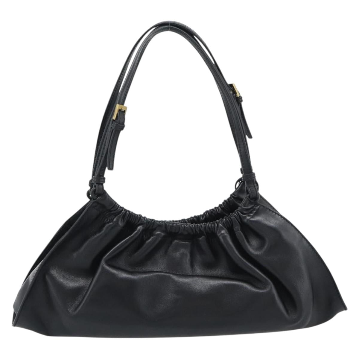GUCCI Shoulder Bag Leather Black Gold 109156 Auth 193089V