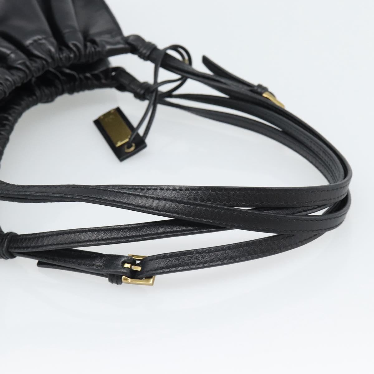 GUCCI Shoulder Bag Leather Black Gold 109156 Auth 193089V