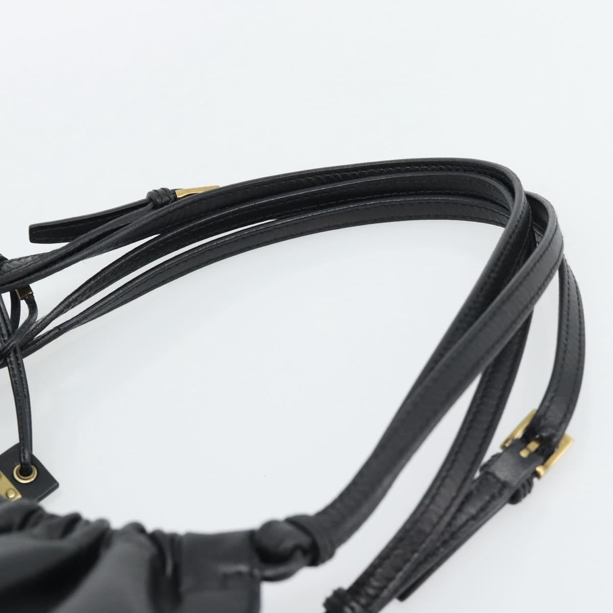 GUCCI Shoulder Bag Leather Black Gold 109156 Auth 193089V