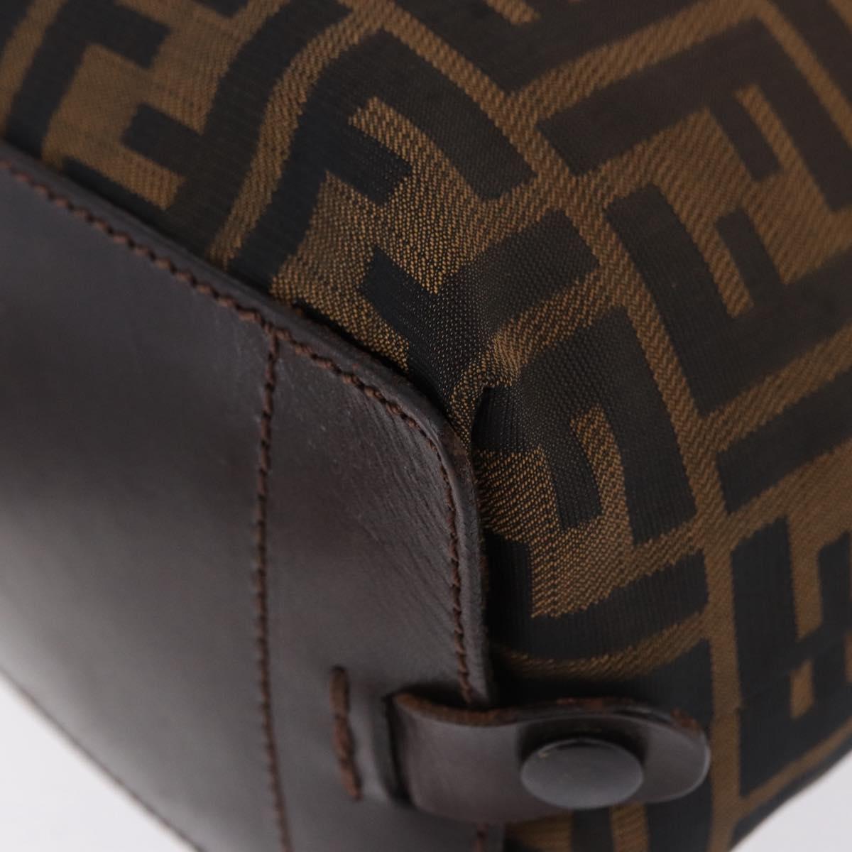 FENDI Zucca Canvas Hand Bag Black Brown Auth 193091